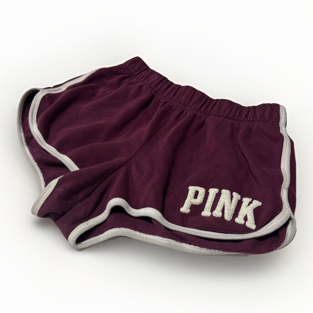 Pink Victoria's Secret Maroon Fleece Varsity Lounge Shorts Women's Medium M